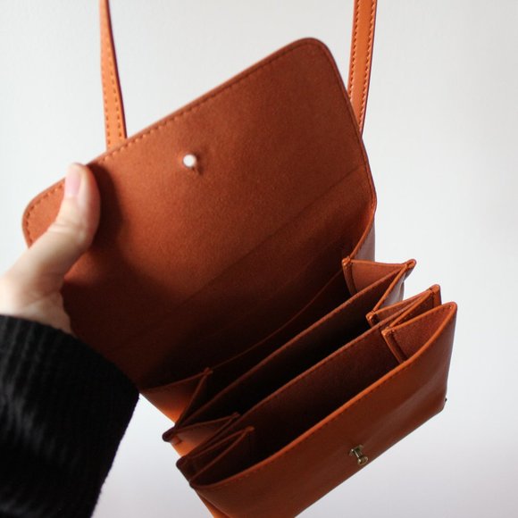 Samara Orange Crossbody Vegan Leather Bag - Picture 9 of 9